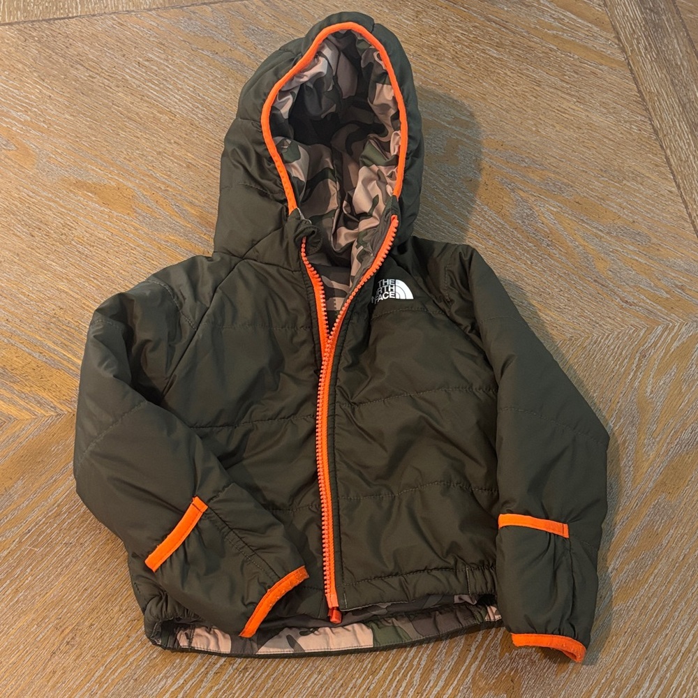 The North Face 4T Olive/Camo Reversible Coat